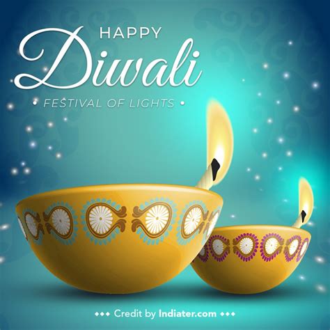 Creative Diwali Festival Diya Greeting Vector Image Indiater