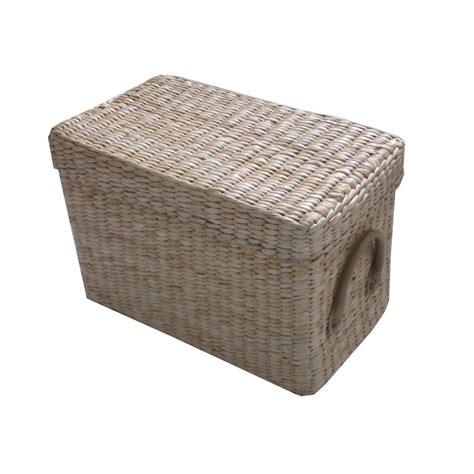 Storage baskets and caddies are an excellent way to organize shared bathrooms, dorm rooms, office spaces, and more. Soft Rush Lidded Rectangular Lined Storage Basket