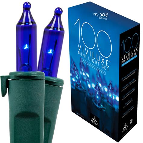100 Viviluxe TM Blue Christmas Mini Lights, Green Wire, 5.5