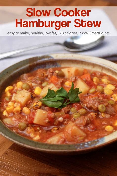 Take your pick between partnering meat with rice, pasta, beans, veggies, or even tater tots to make it a casserole. Weight Watchers Slow Cooker Hamburger Stew | Simple ...