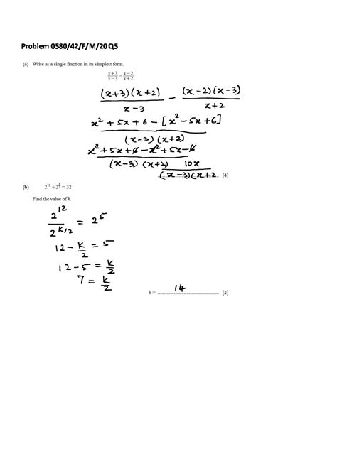 Solution Igcse Paper 4 Algebra 058042fm20 Q5 Sat Prep