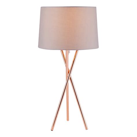 Modern Copper Tripod Table Lamp Bedside Light With Grey White Or Black