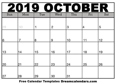 Printables Calendar Of October 2019｜helena Orstem｜note