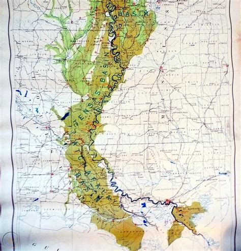 Large 1927 Map Great Mississippi River Flood Region Arkansas Louisiana