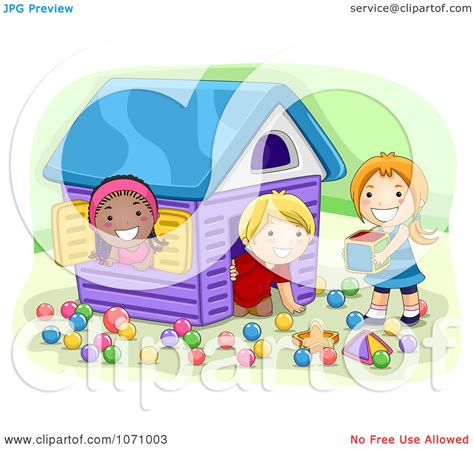Clipart Preschool Kids Playing In A House Royalty Free Vector
