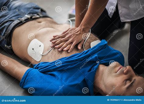 Cardiac Massage Stock Image Image Of Making Defibrillator 70396617