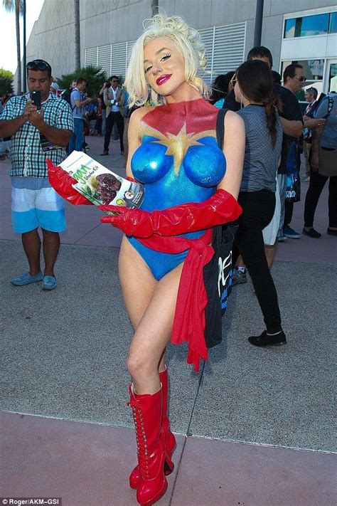 Courtney Stodden Hits Comic Con In Body Paint Captain Marvel Costume