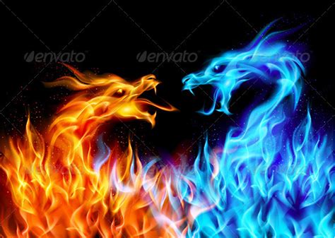 Blue And Red Fire Dragons By Dvarg Graphicriver