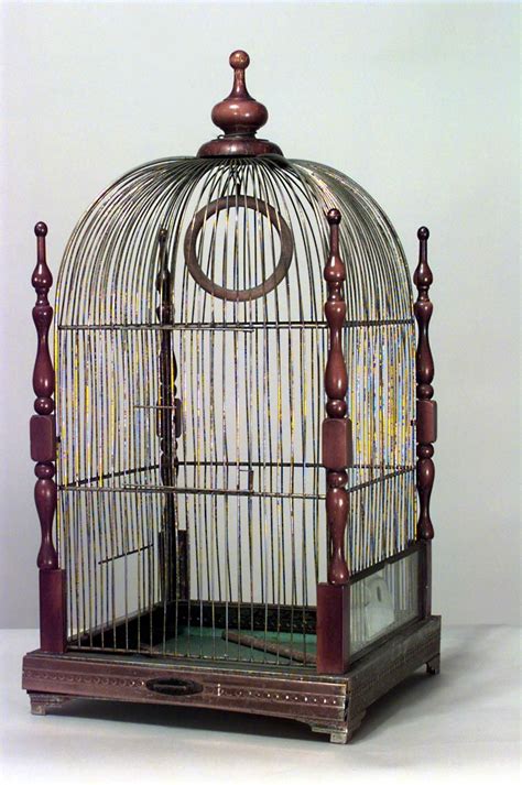 About Us English Victorian Walnut Hanging Bird Cage With 4 Turned