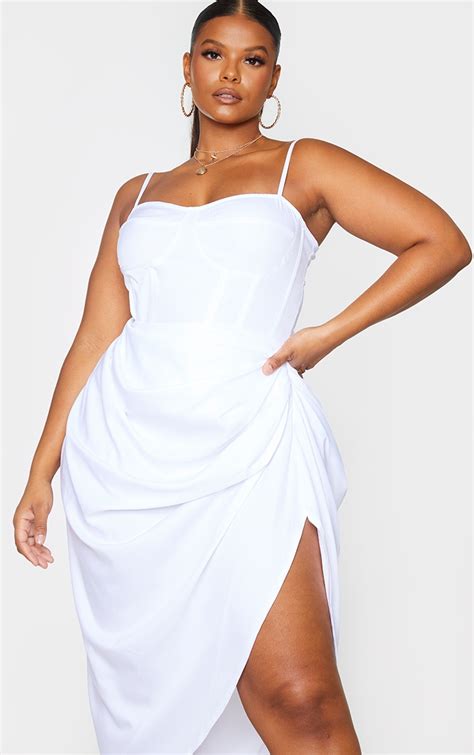 Plus White Structure Corset Top Plus Size Prettylittlething