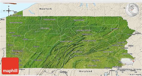 Satellite 3d Map Of Pennsylvania Shaded Relief Outside