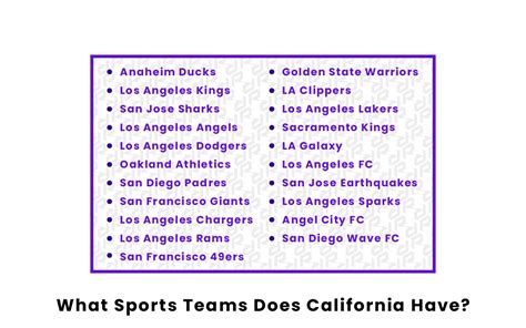What Sports Teams Does California Have