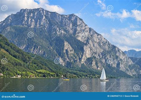 Lake Traun Traunsee In Upper Austria Landscapes Summer Stock Image