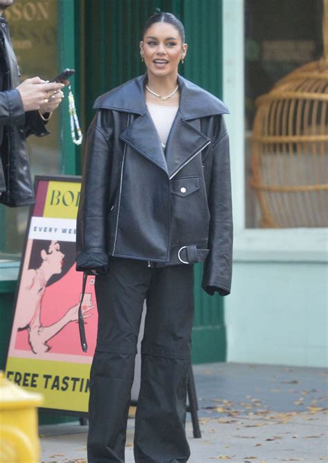 Vanessa Hudgens Wears A Black Leather Jacket Los Angeles 12012022
