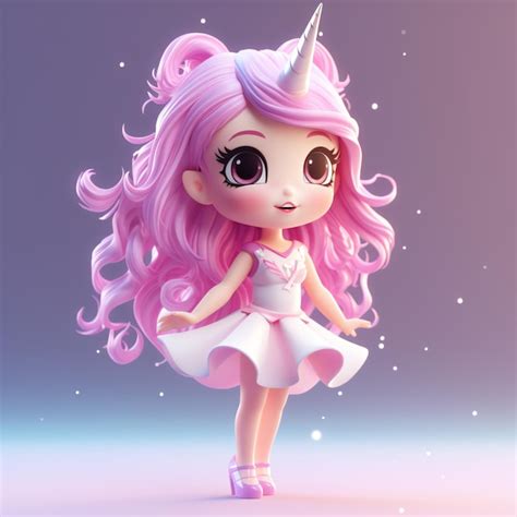 A Super Cute Fantasy Girl Full Body And Curly Hair In An Anime Style Premium Ai Generated Image