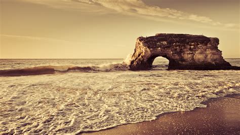 Sea Nature Rock Beach Waves Landscape Wallpapers Hd Desktop And