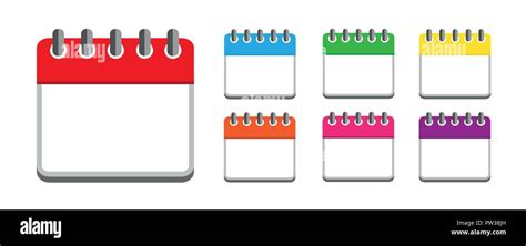 Calendar Colorful Set Icon Week Isolated On White Background Vector