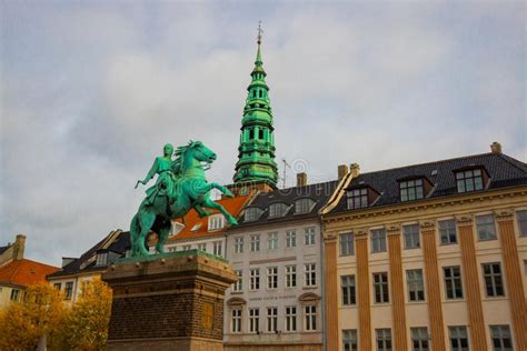 Copenhagen Denmark Monument I Am Queen Mary Near A Building Of Royal