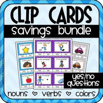 You can share these with anyone in your family. Yes No Questions Clip Cards BUNDLE (Nouns, Verbs and Colors) Special Education