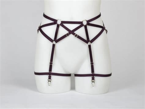 red satin elastic bondage sexy garter belts harness sexy etsy