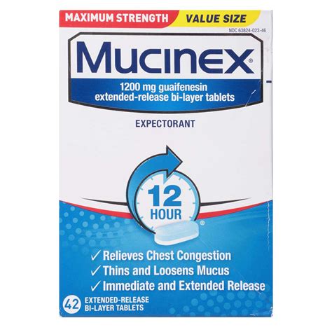 Mucinex 12 Hour Maximum Strength Expectorant Guaifenesin 1200 Mg Extended Release Bi Layer