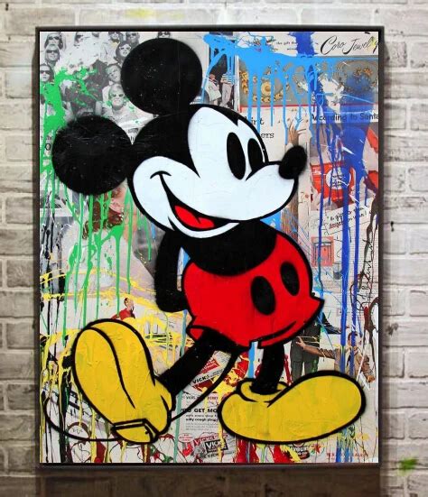 Modern Mickey Mouse Abstract Graffiti Art Oil Painting Painting Wall