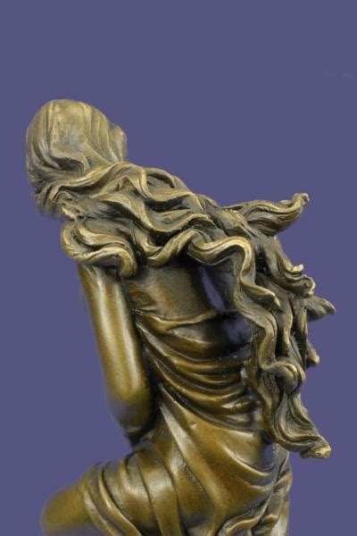 Sexy Shy Nude Girl Elegant Classic Home Decor Bronze On Marble Statue