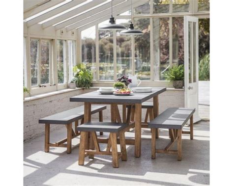 garden trading chilson dining table and bench set 6 8 seater grey indoor outdoor buyaparcel