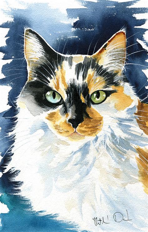 Maggie Calico Cat Portrait Painting By Dora Hathazi Mendes Fine Art
