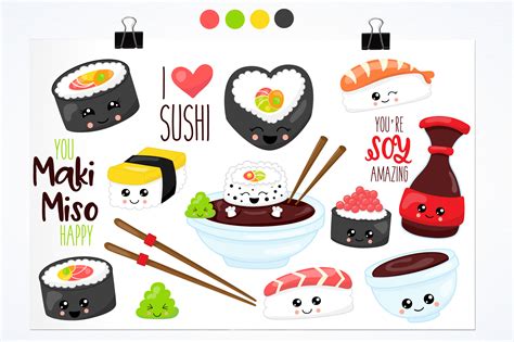 Kawaii Sushi Graphics And Illustrations Design Bundles