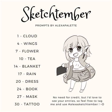 I Made A Prompt For Sketchtember With 10 Prompts Because 30 Is Too