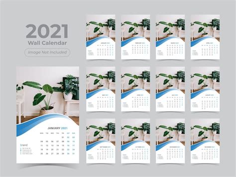 Plantilla De Calendario De Pared Vector Premium