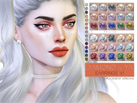 The Sims Resource Diamond 4 Ya Earrings Duo