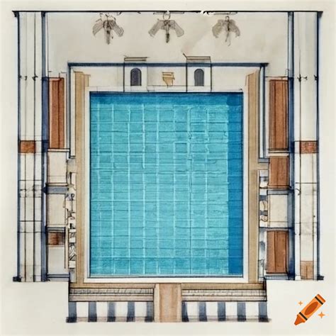 Art Deco Swimming Pool Blueprint On Craiyon