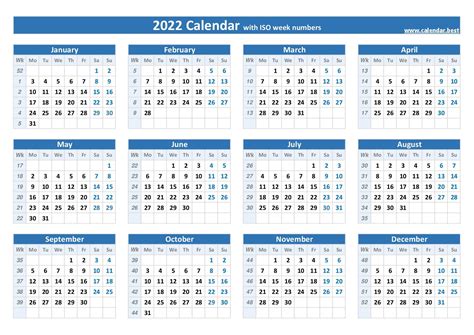Week Numbers For 2022 List And Calendar Calendarbest