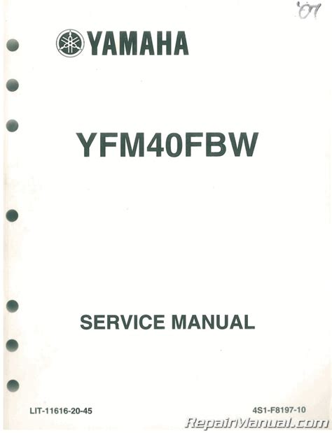 Used 2007 2012 Yamaha Yfm400 Big Bear 400 4x4 Atv Service Manual
