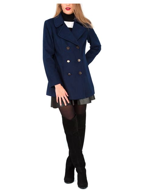 Jane Norman Navy Double Breasted Pea Coat In Blue Lyst