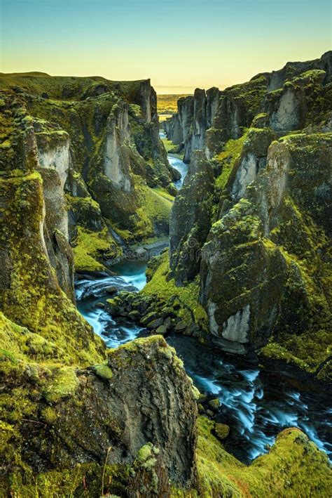 Fjadrargljufur Canyon And River In South East Iceland Stock Image
