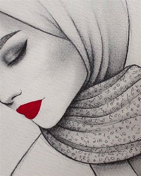 dessin graphique de petite fille aux gros yeux et jolis traits de