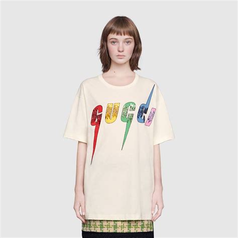 Oversize Cotton T Shirt With Gucci Blade Gucci