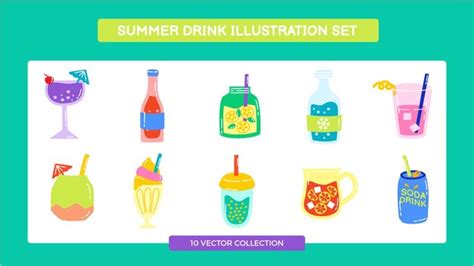Premium Vector Summer Drink Illustration Collection Set