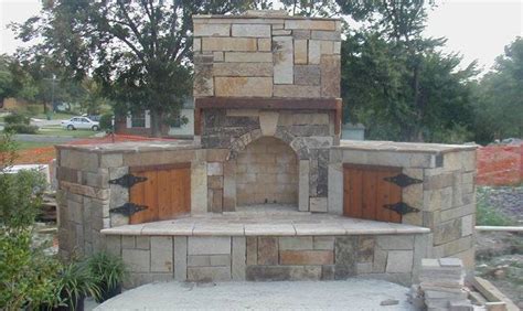 Outdoor Stone Fireplace Warming Exterior Space Traba Home Plans