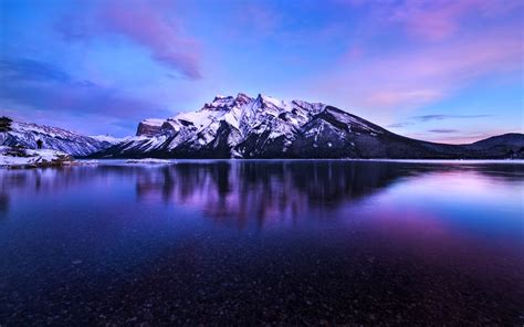Alberta Banff Canada Clouds Lakes Landscapes Mountains Night Sky Snow