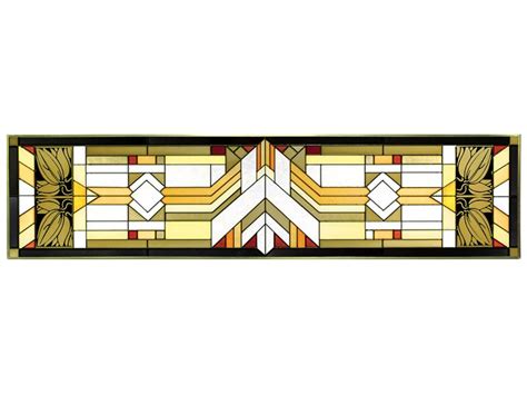 Mission Style Craftsman Color Horizontal Stained Glass Panel Frank Lloyd Wright Stained