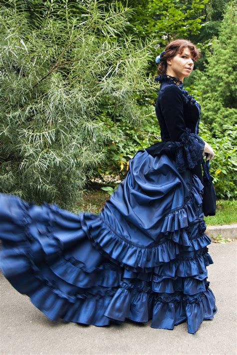 Midnight Blue Victorian Dress Victorian Jacket And Bustle Etsy