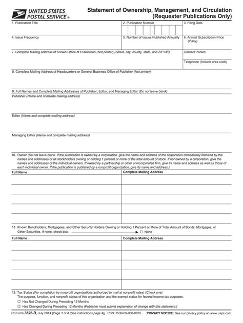 Usps Form 3526 Fillable Printable Forms Free Online