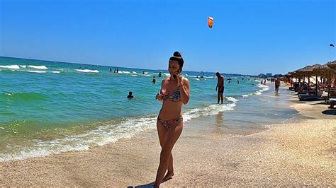 K Mamaia Beach Romania Constanta Black Sea Sunbathing Walking Along The Summer Beach