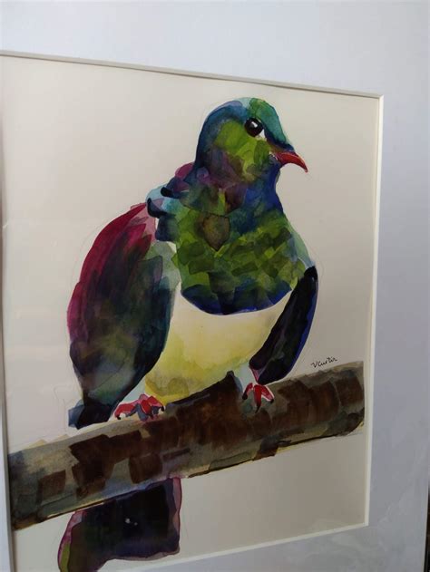 Kereru Bird Original Watercolour By Vicky Curtin Felt