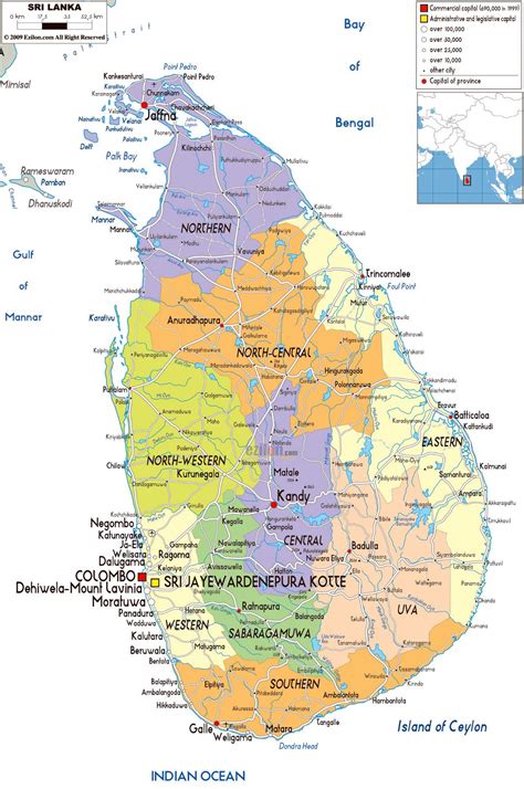 grande mapa de regiones de sri lanka sri lanka asia m