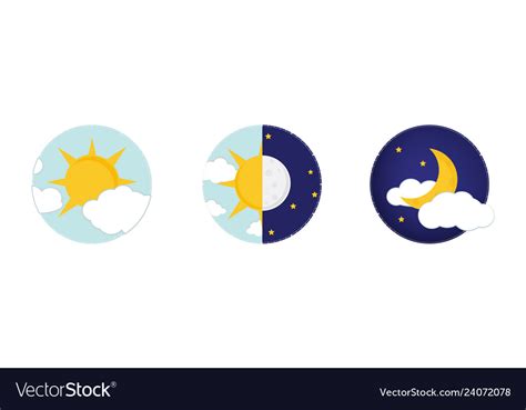 Day Night Concept Sun And Moon Day Night Icon Vector Image